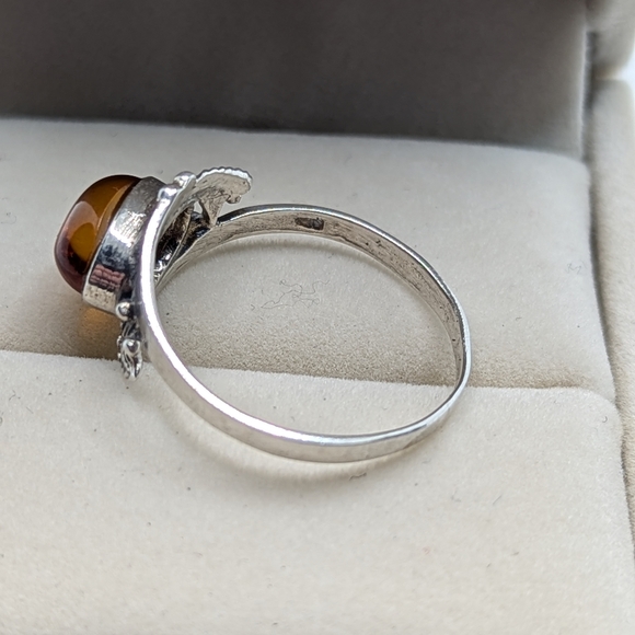 925 Silver and Amber Ring - Picture 2 of 4